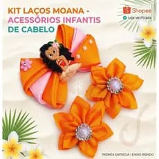 Laços infantil/kit Moana / 3 Peças Bico de Pato –1 Grande + 2 Médios | Bebê e Criança