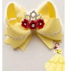 Laço infantil Princesa Bela adormecida /Laço Infantil com Coroa de Strass e Flores Vermelhas