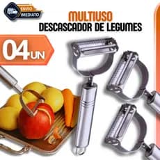 Kit 04 Unidades Descascador Legumes Frutas Dupla Lâmina Móvel 2 Em 1 Descascador De Legumes Verduras Frutas promoção