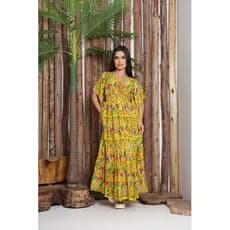Vestido Longo Feminina Indiano De Seda Estampada 327