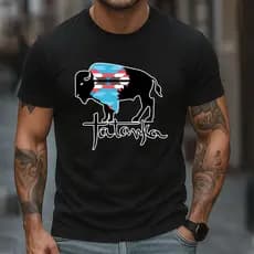 ✅ Camiseta Masculina Estampa Étnica Búfalo Tatanka | Casual Confortável Country Urbana