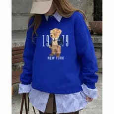 Moletom Feminino Urso Bear Flanelado Premium Blusa de Frio Algodão Inverno 2026 Casual Tendência