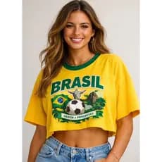 🔥 Cropped Seleção  Brasileira Feminino  2026 Copa do Mundo Blusinha Moda Blogueira Casual Premium
