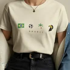 Camiseta Brasil Estampa Minimalista | Camisa Casual | Moda Brasileira