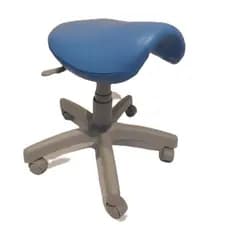 Cadeira Mocho Sela Azul Base Cinza Ergonômica Podologia Fisioterapia Odontologia Conforto Premium