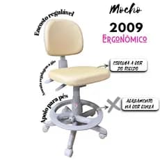 Cadeira mocho 2009 ergonômico  encosto regulável  base cinza apoio para pés