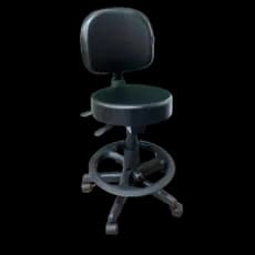 Mocho preto apoio para pes Ergonômico encosto regulável estética, manicure, fisioterapia, tatuador