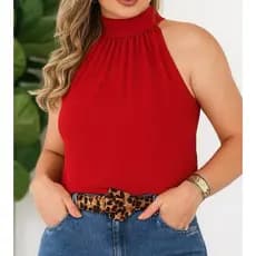 Blusinha Feminina Gola Alta Regata com Amarração Laço Moda Feminina
