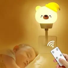 Luz Noturna Led Bebê USB Controle Remoto Dimerizável Abajur Luminária Quarto Regulável
