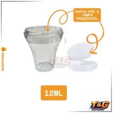 Kit com 10 ou 15 Cálices Acrílicos para Santa Ceia – 12ml com Tampa e Porta Pão