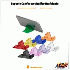 Kit 10 Suportes Acrílico para Celular | Mesa, Chamada de Vídeo | Compacto e Universal Varias cores
