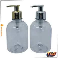 Kit 5 Frascos PET 250ml c/ Válvula Pump Metalizada – Ideal p/Sabonete Líquido, Álcool Gel, Cremes...