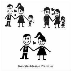 Adesivo Casal Família Feliz Bonecos Palito Para Carro Vidro Traseiro Casal Filhos Personalização De Elite À Prova D'água