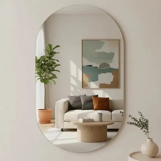 Espelho Organico Pílula 50cm x 60cm Lapidado Decoração Sala Espelho Banheiro Oval Cápsula Luxo