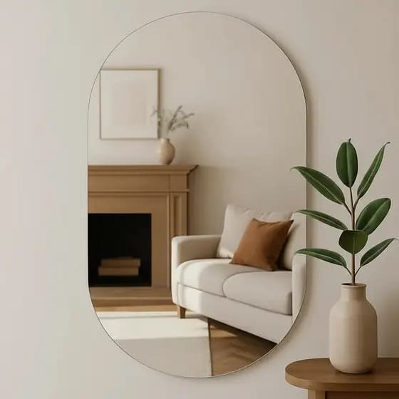 Espelho Organico Pílula 50cm x 70cm Lapidado Decoração Sala Espelho Banheiro Oval Cápsula Luxo