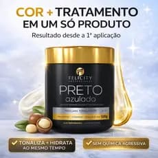 Máscara Preto Azulado Felicity 500g Tonalizante Hidratante Banho de Brilho Cabelo Preto