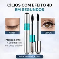 Máscara de Cílios 2 em 1 Febella 4D Alongamento e Volume Rímel Preto À Prova D'Água 15g