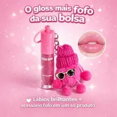 Lip Gloss Bobbi Rara com Chaveiro de Pelúcia Óculos Brilho Labial Fofo para Bolsa Presente Cor 03