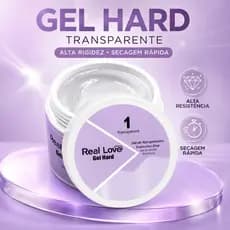 Gel Hard Transparente 15ml Real Love Para Alongamento de Unhas Alta Rigidez Secagem Rápida