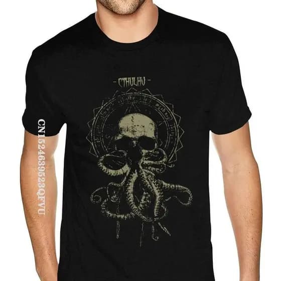 Camiseta Cthulhu para Homens, Camiseta de Anime, Camiseta de Algodão Premium para Homens, Camisetas Europeias para Homen