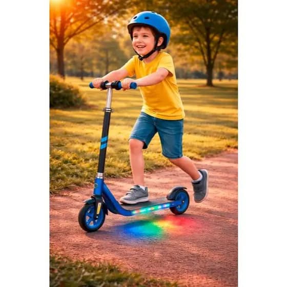 Patinete Elétrico Infantil Azul Com Luz LED Recarregável Criança  PATINETE | COM LUZES | AZUL/ SEGURANÇA