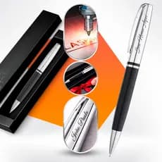 Caneta Personalizada Nome Crown Luxo Couro Presente Masculino Gravação Laser Caneta Premium