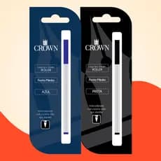 Carga Refil Caneta Crown Ca22007 Roller Ball Azul | Preto 1 Uni. Recarga