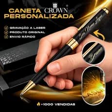Caneta Crown Treasure Personalizada Nome Logo Gravação Laser Original Presente Customizada Gravada