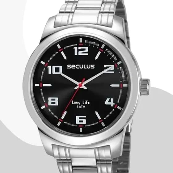 Relógio Seculus Masculino Prata com 2 Anos de Garantia Original 23642G0SVNA1