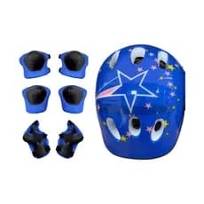 Kit Proteção Capacete Infantil +Joelheira +Cotoveleira + Luva azul