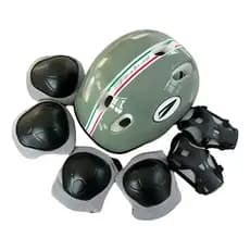 Kit Proteção Infantil Capacete Joelheira Cotoveleira Luva Bike Bicicleta Patins Skate Verde Italia