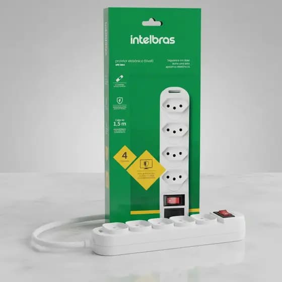 Filtro de linha Protetor Eletrônico Régua Intelbras Com 4 Tomadas Epe 1004