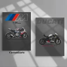 Kit 2 Quadros Decorativos/Motos Bmw s1000rr m, Durati Panigale V4 sp2/Decoracao casa, escritorio, oficina, quarto.