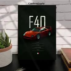 1 Quadro Decorativo Carro/Ferrari F40/Decoração Casa, Escritório, Oficina, Quarto.