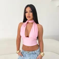 Cropped Cruzado Top Amarração Nozinho Multiformas Livia Rafaelle Decotado Com Costa Nua Moda Blogueira Tendecia