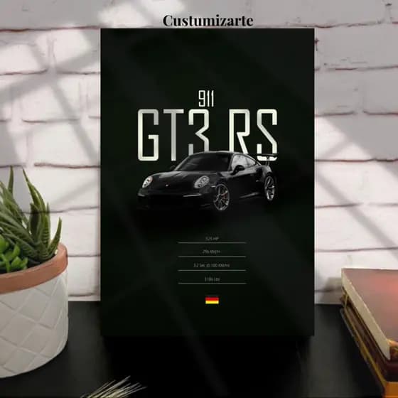 1 Quadro Decorativo carro/Porsche 911 GT3 RS/ Decoracao casa, oficina, escritorio, quarto.