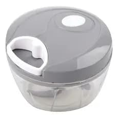 Mini Processador Triturador Alimentos Manual 3 Lâminas 500ml Cor Cinza Mini Processador Triturador Alimentos Manual