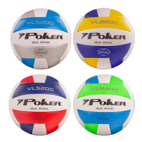 Bola Volei VLS 200 POKER (Oficial) - Costurada  PVC Soft Semi-Profissional