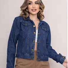 Jaquetinha Jeans Feminina Casaco Manga Escura  SEM Elastano