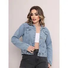 jaqueta jeans manga longa \ Lançamento 2024 com barra