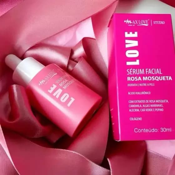 Kit 3 unidades  Serum Facial Rosa Mosqueta Max Love 30 ML Hidrata E Nutre a Pele Make Up