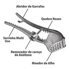 Espremedor de Alho 5 em 1 Manual Resistente em Alumínio  Fundido Amassador de Alho Prático - BPL