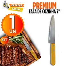 3/2/1 Faca de Cozinha Aço Inox Cabo de Madeira Carne Salada Churrasco Legumes