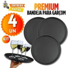 4 / 3 / 2 / 1 Bandejas de Plástico Antiderrapante Resistente 40cm para Garçom Lanchonetes, Restaurantes e Bares