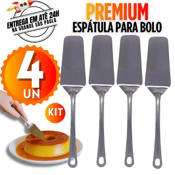 Kit 4 / 3 / 2 / 1 Espátulas Para Bolo E Pudim Inox 27,5cm Profissional Luxo
