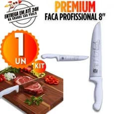 KIT 3 / 2 / 1 Faca Carne Chef Aço Cabo Branco 8'' Profissional Churrasco Entre as melhores facas de cozinha