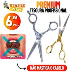 Tesoura Inox Cabeleireiro Profissional 6" Não Mastiga Tesora Para Salão de Beleza e Barbearia