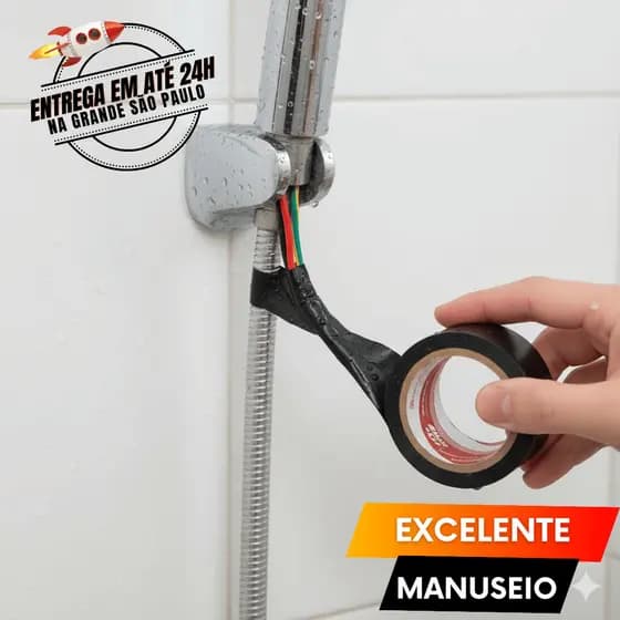 Kit 150 / 100 / 75 Fitas Isolante Preta Antichamas 5 Metros 200 Unidades Isolamento Elétrico