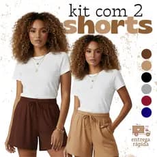 Kit com 2 Short Feminino Molinho Leve Confortável Viscolycra