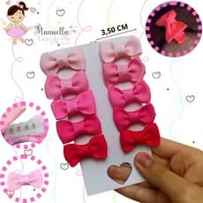Kit com 10 Micro Laço para bebês  presilha toda forrada e com borrachinha antideslizante
